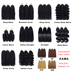 KAMA lông Crochet tóc 27 Mật Ong Cô Gái Tóc Vàng sâu sóng thô bện tóc con người bó không có sợi ngang pre-looped Crochet phần mở rộng tóc - Product Image 6