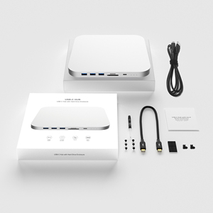 Colorii M1/M2 Pro cho Apple <span class=keywords><strong>Mac</strong></span> <span class=keywords><strong>Mini</strong></span> M1 bên ngoài kép đĩa cứng 2.5 "HDD M.2 SSD loại C HUB với ổ cứng - Product Image 4