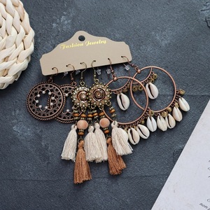 Set di 3 <span class=keywords><strong>orecchini</strong></span> Vintage bohémien da donna multicolore in rilievo <span class=keywords><strong>con</strong></span> grande nappa a goccia lunga alla moda gioielli a goccia lunga - Product Image 5