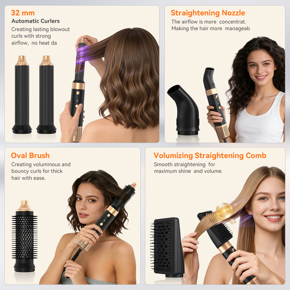 5-in-1 Hair Dryer & Hot Air Brush Styler – Multi-Function Hair Styling Tool - View 2