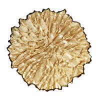 Assiettes en verre irrégulières, décorations de mariage, série feuille de maïs à bordure dorée de luxe, personnalisées, roses, écologiques, sans danger pour les aliments, transparentes, perlées