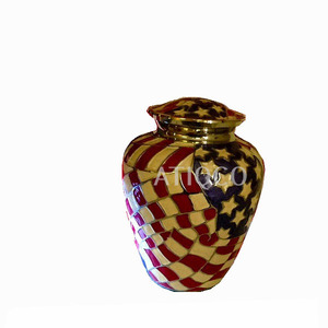 Atiqco Star Stripes Solid Brass Cremation Urn American Style Latest Modern Design Metal <b>Jar</b> Stylish Classical Hot Selling - Product Image 1