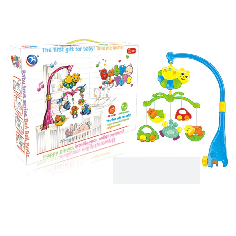 Intelligence lovely plastic cattle baby teeth rattle toys bee kids bed hanging baby bell toy