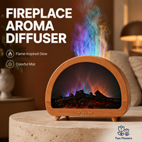 Diffuseur d'arômes à effet flamme avec brume colorée, minuterie 1H 3H 5H, humidificateur décoratif effet cheminée en trois finitions