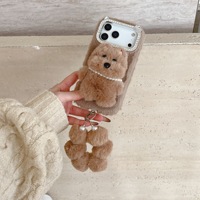 Coque de téléphone XP1148 pour iPhone 17 Pro Max, avec collier de perles mignon et ours en peluche, modèle 16 Pro pour femme, nouvelle coque de protection anti-chute pour iPhone 17