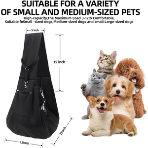 Selempang anjing portabel Modern, pembawa hewan peliharaan katun kunci keamanan kantong penyimpanan jaring bernapas reversibel