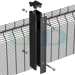 Malla de alambre soldada con metal de seguridad de perímetro negro galvanizado 358 Panel de valla de seguridad anticaída para aeropuerto de prisión - Product Image 1