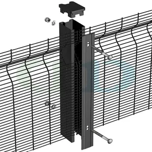 监狱机场镀锌黑色周边安全金属焊接丝网358防爬升清晰视图安全栅栏面板