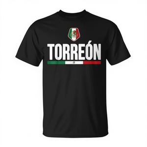 T-shirt Torreon Mexico Travel Flag Nera Abbigliamento casual da uomo - Product Image 2