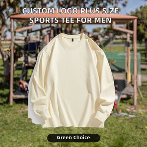 T-shirt décontracté à manches longues pour hommes, personnalisé avec logo, grande taille, en tricot écologique, coupe ample, vente en gros de haute qualité - Product Image 2