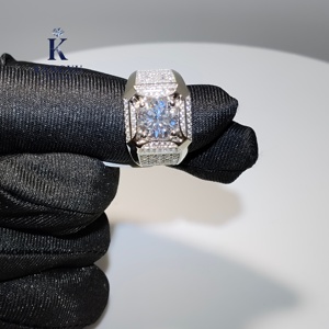 925 스털링 실버 모이사나이트 링 1ct/3ct 큰 스톤 스테이트먼트 링 남성용 힙합 스타일 - Product Image 6