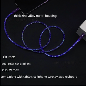 Câble de clavier magnétique 8K 8 cœurs 1,3m-1,8m à lumière blanche pour éclairage d'ambiance de voiture, charge rapide PD60W [couleur fixe] - Product Image 4