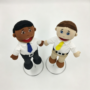 Marioneta personalizada con camisa blanca y corbata, marioneta con corbata azul, marioneta con traje negro, marioneta de hombre profesional, marioneta de personaje corporativo - Product Image 1