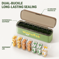 Organisateur de pilules portable hebdomadaire, étui à pilules de voyage résistant à l'humidité, boîte à médicaments à 4/7 compartiments sans BPA avec double fermeture à boucle