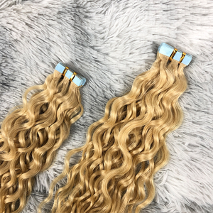 Extensiones de Cabello Humano Remy Ruso Virgen 100% Sin Procesar, Doble Trama a Máquina, <span class=keywords><strong>con</strong></span> Cinta Adhesiva, Calidad Profesional, Rubio Ceniza, Precio de Fábrica - Product Image 4