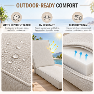 Cojín para tumbona de jardín, terraza, <span class=keywords><strong>solarium</strong></span>, cabana, veranda, resistente al agua y al desgaste, con textura de guijarro y tejido de sarga. - Product Image 5