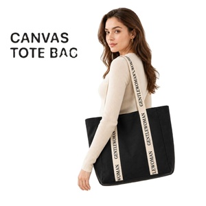 Custom Logo <b>Large</b> Capacity Canvas Tote <b>Bag</b> High Quality Durable Reusable Cotton <b>Shopping</b> <b>Bag</b> for Women Daily Life and Travel - Product Image 1