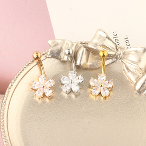 배꼽 버튼 반지 외과 스틸 14G CZ 배꼽 반지 바벨 여자 바디 피어싱 바벨 쥬얼리 - Product Image 3
