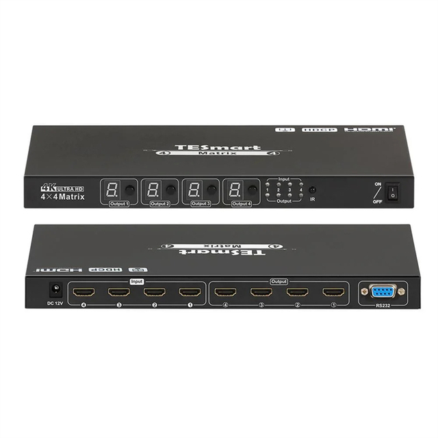 TESmart 4x4 4K for HDMI Matrix Switcher with RS232 and Quad Multi-Viewer 3840*2160 30Hz For Education & Training Classroom