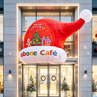 Chapeau gonflable rouge de Noël, chapeau gonflable géant de Père Noël en gros, chapeau de Noël gonflable pour décoration de toit