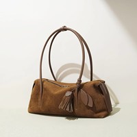 Tas Selempang Wanita Kulit Suede Minimalis 2026, Tas Tangan Santai dengan Rumbai