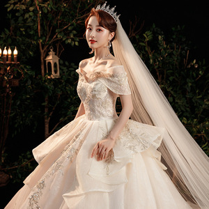 Wedding Dress Ball Gown Princess Waistline Sweetheart Neckline Tulle Lace Vintage Style With Long Train For Adult Women - Product Image 2