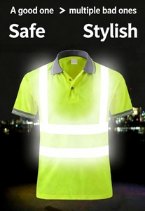 Camiseta Polo Ligera de Alta Visibilidad con Protección Solar y Reflectante para Tráfico y Correr, Personalizable - Product Image 2