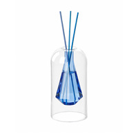 Bouteille diffuseur de parfum en verre soufflé à la main double couche Spa Diamond 110 ml, vide, sans flamme, pour huiles aromatiques, décor bleu, récipient d'arôme