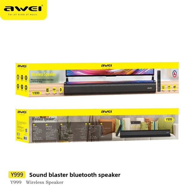 AWEI Home Theater Surround for 5.0 Speaker Dual Speakers 50W 5.1 Surround Sound DSP Digital Audio Battery-Powered Infrared