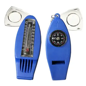 Multifunctionele Sleutelhanger 4 In 1 Kompas Noodoverlevingsfluitthermometer En Vergrootglas