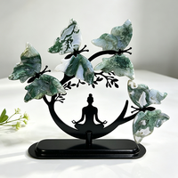Ornement d'arbre en cristal de pierre précieuse naturelle avec support en métal représentant une femme de yoga, pierre de guérison des chakras, décoration pour salle de yoga et maison