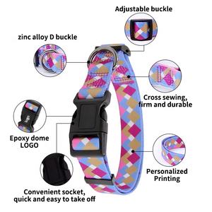 Hermosa impresión patrón cinta decoración ajustable personalizado poliéster mascota perro Collar con características sostenibles muestra gratis - Product Image 5