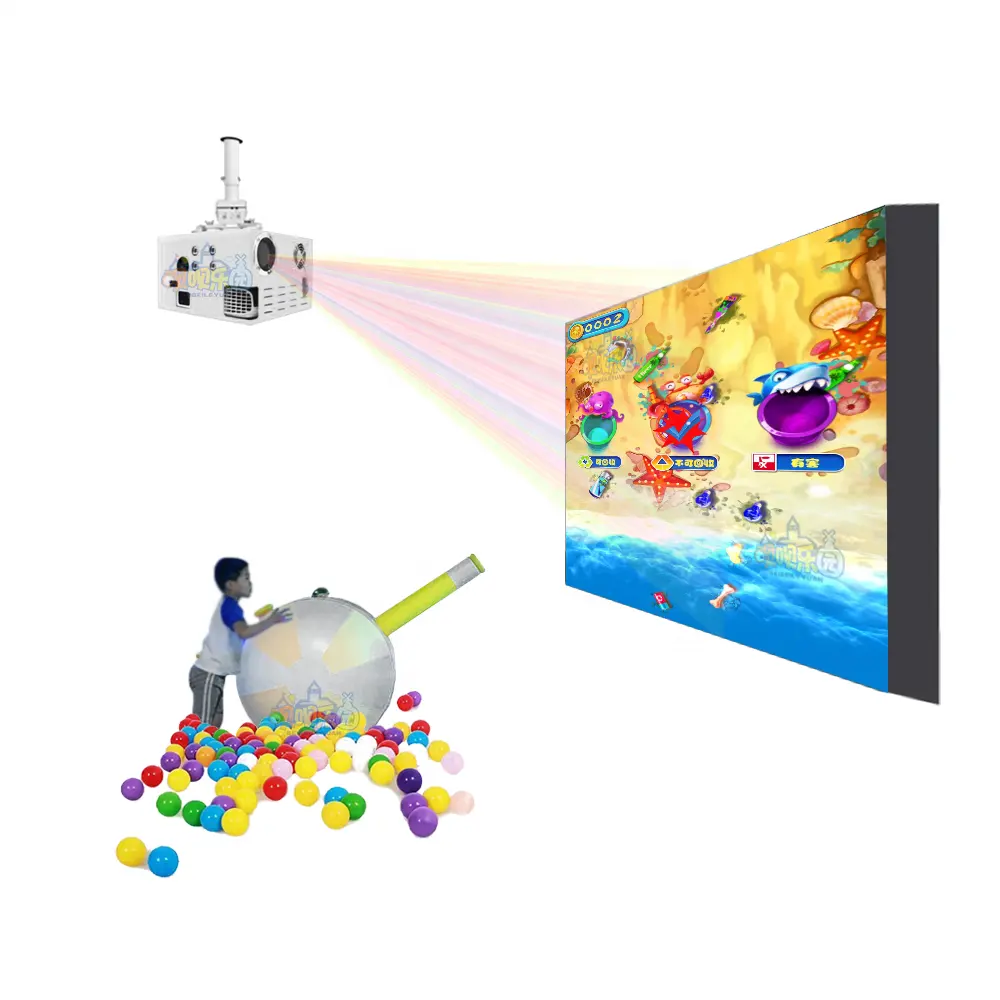 Indoor interaktiver Unterhaltungs-Trampolin-Park-Projektion 3D-AR-Projektor Wand-Schießballspiel interaktive Spiele für Kinder