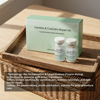 Ensemble de poudre lyophilisée d'oligopeptides fermentés et sérum réparateur de la barrière cutanée à la Centella Asiatica pour le visage sensible et l'atténuation des rougeurs