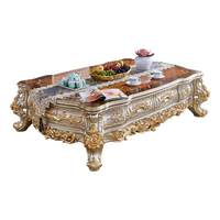 Ensemble table basse et meuble TV de style européen Weimusen, luxe haut de gamme pour villas, grands salons, table à thé longue en bois massif sculpté