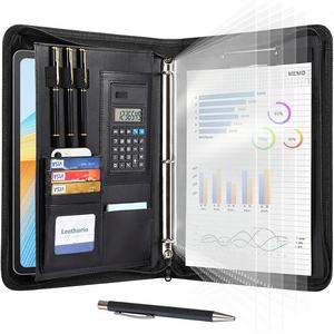 Leathario Raccoglitore a 3 Anelli con 5 Fogli Protettivi, Organizer per <span class=keywords><strong>Tablet</strong></span> da 13 Pollici, Cartella A4 in Pelle Vegana, Blocco Note Multitasche - Product Image 1