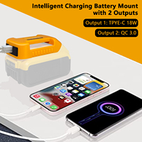 Adaptateur de charge de batterie d'usine avec chargeur rapide USB et port USB-C pour adaptateur de chargeur de batterie Dewalt 20V 60V