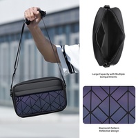 Sac à bandoulière en PU géométrique lumineux réfléchissant au laser pour homme, sac messager résistant à l'eau, sac bandoulière tendance, streetwear urbain
