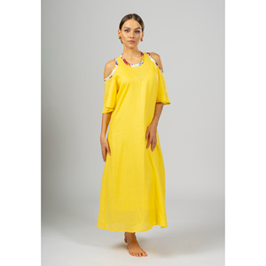 Vestido Giallo Maxi con Mangas Recortadas - Product Image 1