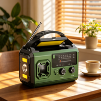 Radio Meteorológica AM/FM con Manivela Solar, Linterna, Batería de 20000mAh, Salida de 5V2A, 38 Horas de Reproducción, Fuente de Alimentación Portátil