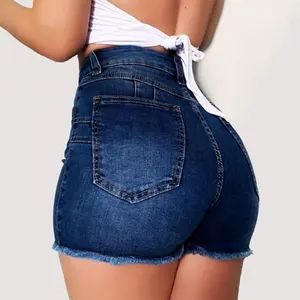 SKYKINGDOM anpassen jeans shorts frauen 2021 rüschen denim hohe taille shorts frauen sexy ripped kurze jeans