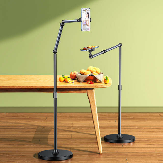 L58 360 Degree Adjustable Desk Stand Universal Compatible with iPad for iPhone Tablet Overhead Bed Floor Stand for Phone Holder