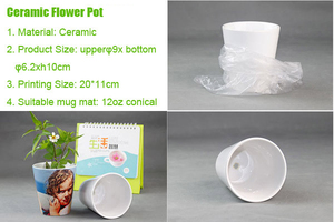 Maceta y vaso <span class=keywords><strong>de</strong></span> cerámica blanca compacta, <span class=keywords><strong>forma</strong></span> cónica, pantalla <span class=keywords><strong>de</strong></span> plantas suculentas, tazas <span class=keywords><strong>de</strong></span> sublimación <span class=keywords><strong>de</strong></span> mesa, categoría <span class=keywords><strong>de</strong></span> producto - Product Image 6