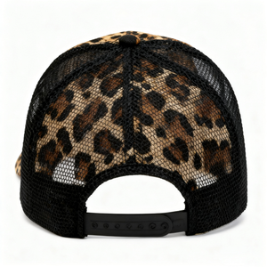 कस्टम लोगो चीता प्रिंट ट्राकर हैट कर्व्ड ब्रिम तेंदुए स्पोर्टी मेश बेसबॉल टोपी पुरुषों के लिए टोपी टोपी टोपी - Product Image 4