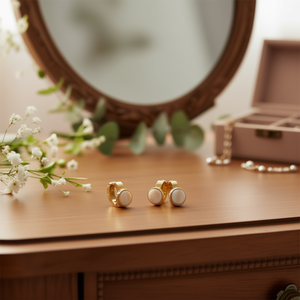 Orecchini a Cerchio con Design a Conchiglia Rotonda in Acciaio 6mm 6 Pezzi - Product Image 3