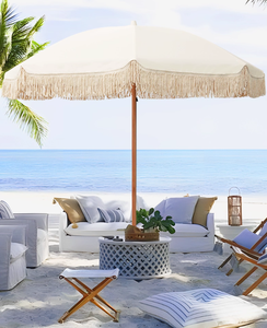LS Hochwertiger Tropischer Strandschirm Outdoor-Sonnenschirm mit Fransen und Quasten für Terrasse, Garten, Balkon - Product Image 6