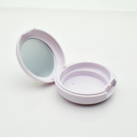 Étui à poudre compact rond violet lavande avec boîte d'emballage cosmétique vide en plastique miroir pour le maquillage du visage Support de logo personnalisé