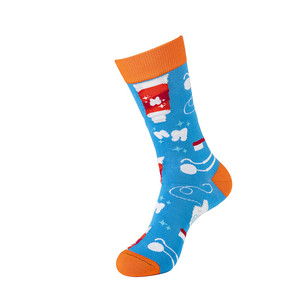 2024 Sox Meias personnalisé heureux coloré 100% dessin animé fusée Tube hommes <span class=keywords><strong>haute</strong></span> qualité équipage coton robe <span class=keywords><strong>fantaisie</strong></span> rayure fou chaussettes - Product Image 3