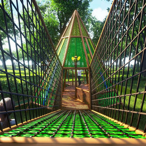 Tour d'escalade pour enfants en forme de cône sur le thème de la forêt, équipement de jeu extérieur avec pont en corde et toboggan, produits les plus vendus - Product Image 3