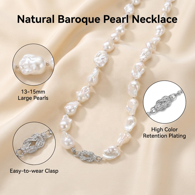 Luxurious Natural Baroque Freshwater Pearl Necklace  Ideal Gift for Women on Birthdays Graduations or Valentine's Day
